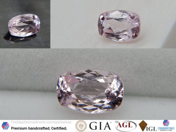 Rose Pink Beryl - Rectangular - 1.25 ct - COR authenticated